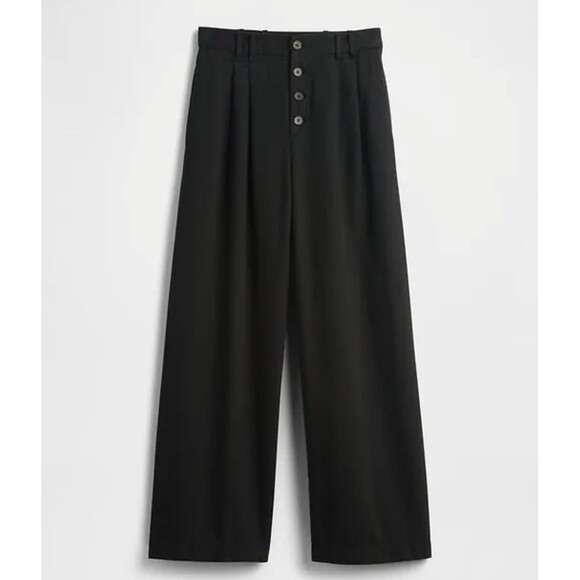 New Gap x Doen Pants Size 10 Trousers High Rise Pleated Wide Leg 32"x28" Cotton - Picture 5 of 12